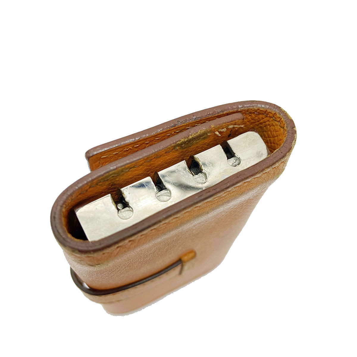 ■エルメス■ ベアン 4連キーケース オレンジ シルバー金具 □I刻印 【HERMES】