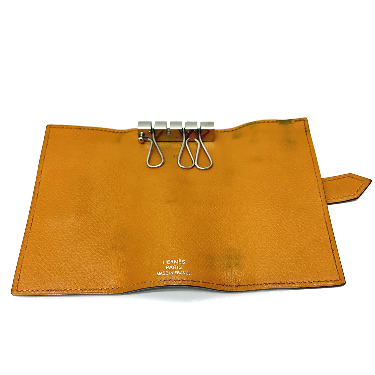 ■エルメス■ ベアン 4連キーケース オレンジ シルバー金具 □I刻印 【HERMES】