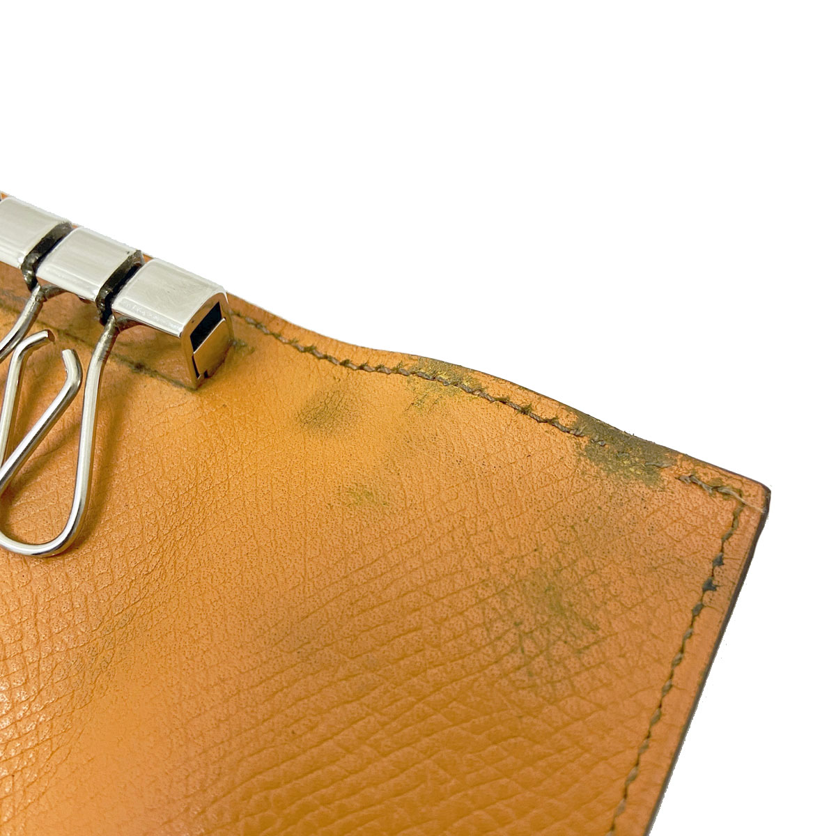 ■エルメス■ ベアン 4連キーケース オレンジ シルバー金具 □I刻印 【HERMES】