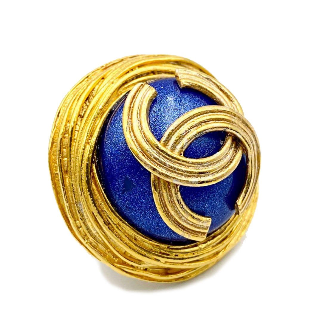 CHANEL シャネル ヴィンテージ イヤリング ココマーク ブルーストーン ゴールド 94A