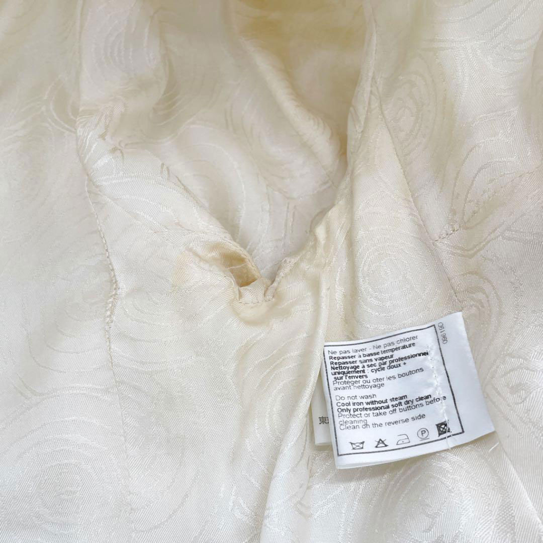 CHANEL シャネル ノーカラー ジャケット スパンコール 38 アイボリー系 00C