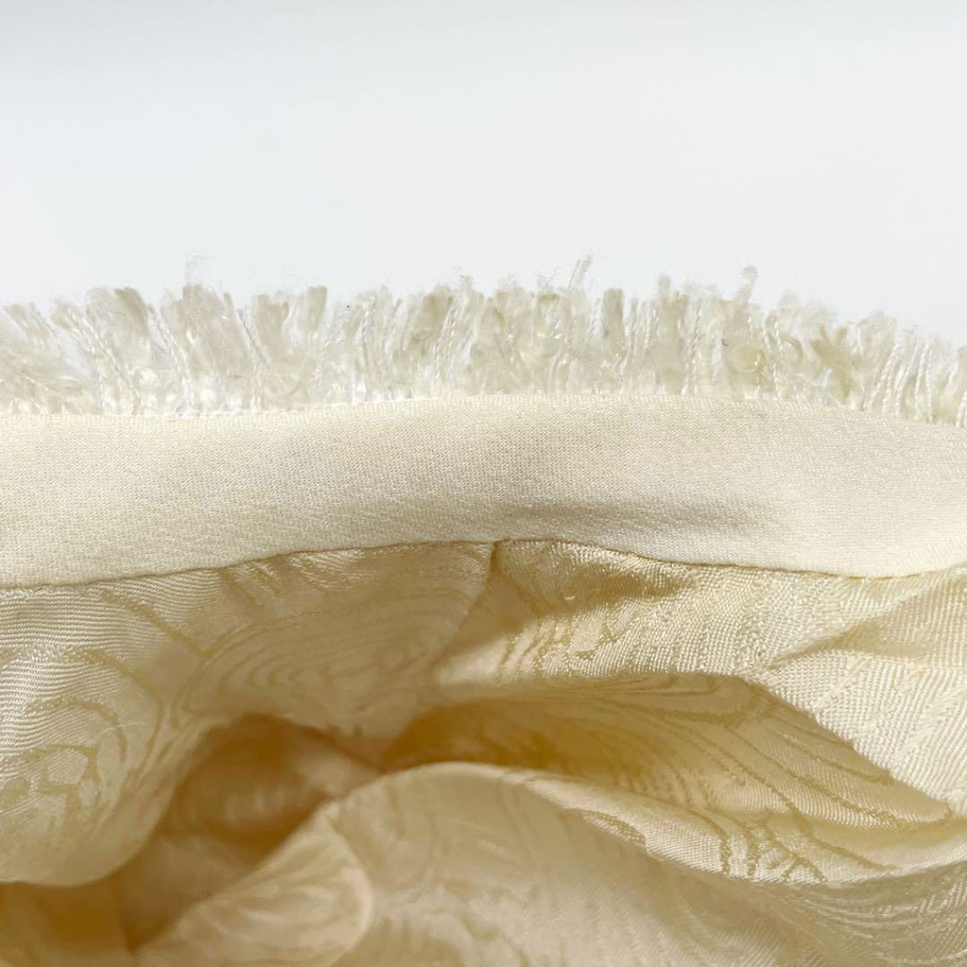 CHANEL シャネル ノーカラー ジャケット スパンコール 38 アイボリー系 00C