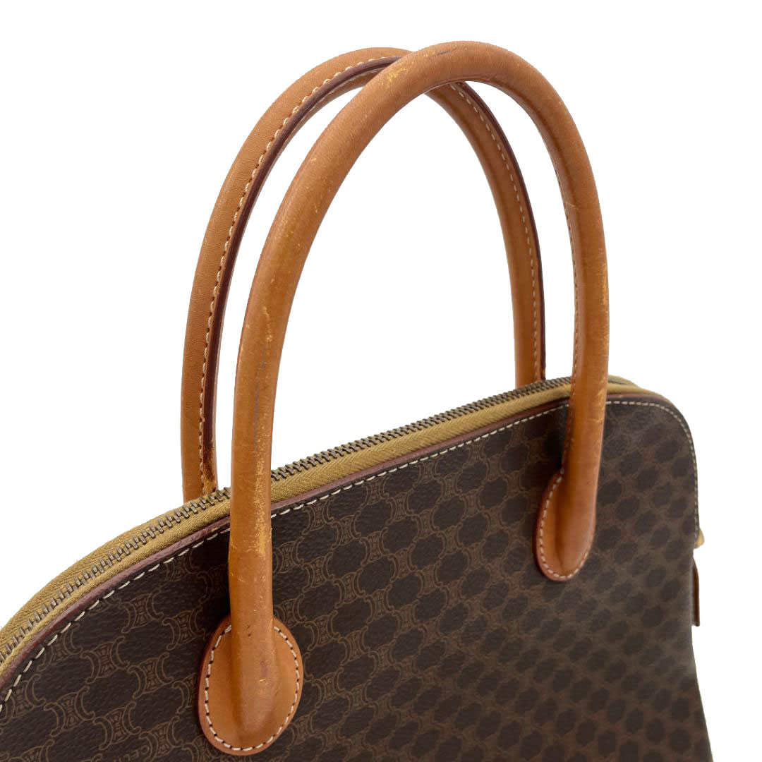 CELINE セリーヌ マカダム ハンドバック PVC レザー ブラウン ヴィンテージ