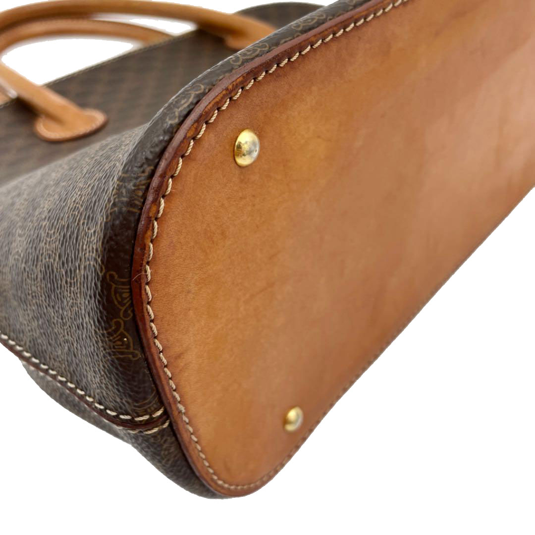 CELINE セリーヌ マカダム ハンドバック PVC レザー ブラウン ヴィンテージ