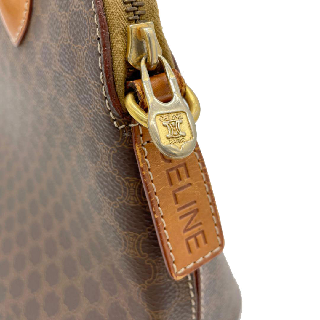 CELINE セリーヌ マカダム ハンドバック PVC レザー ブラウン ヴィンテージ