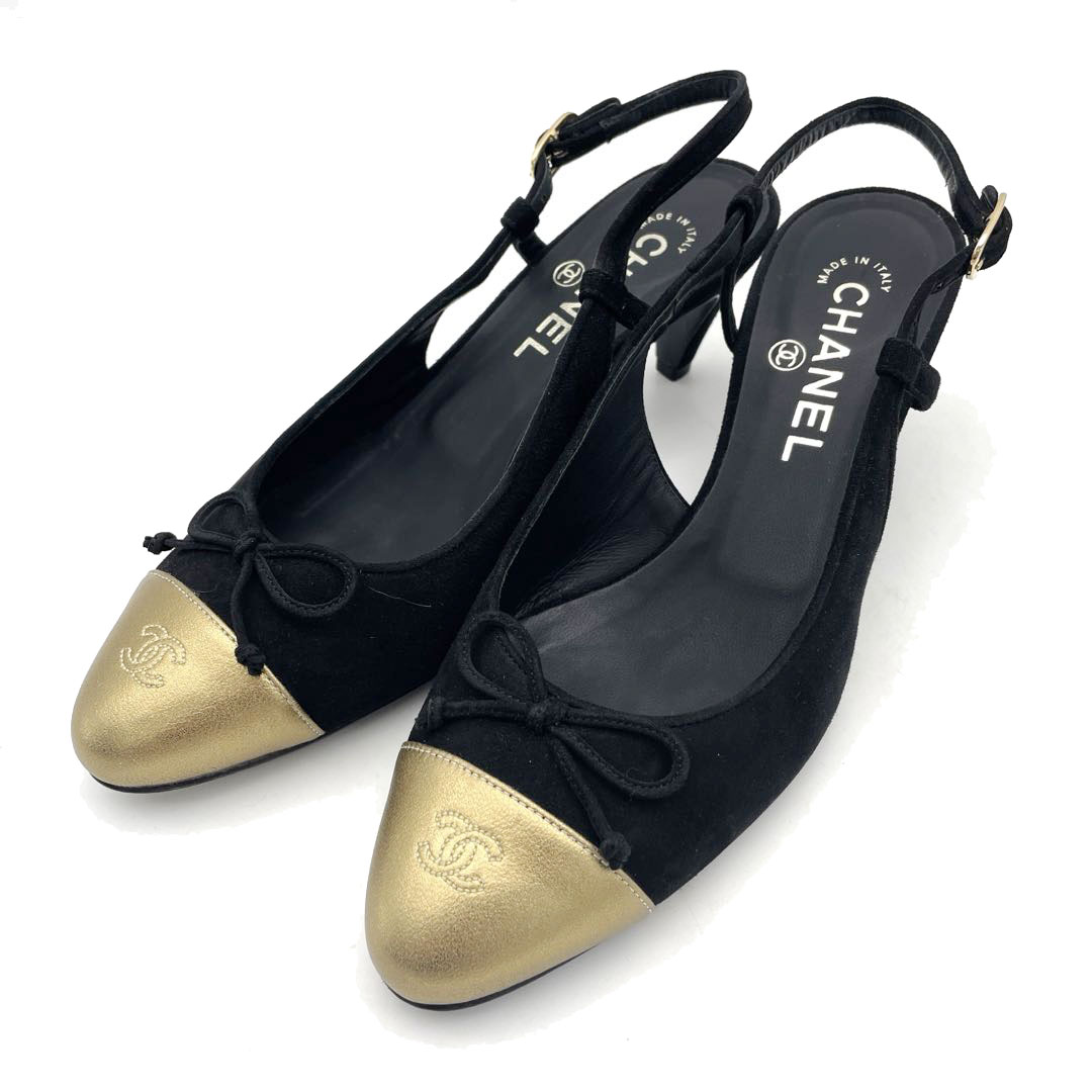 シャネル CHANEL パンプス ストラップベルト パテント ブラック