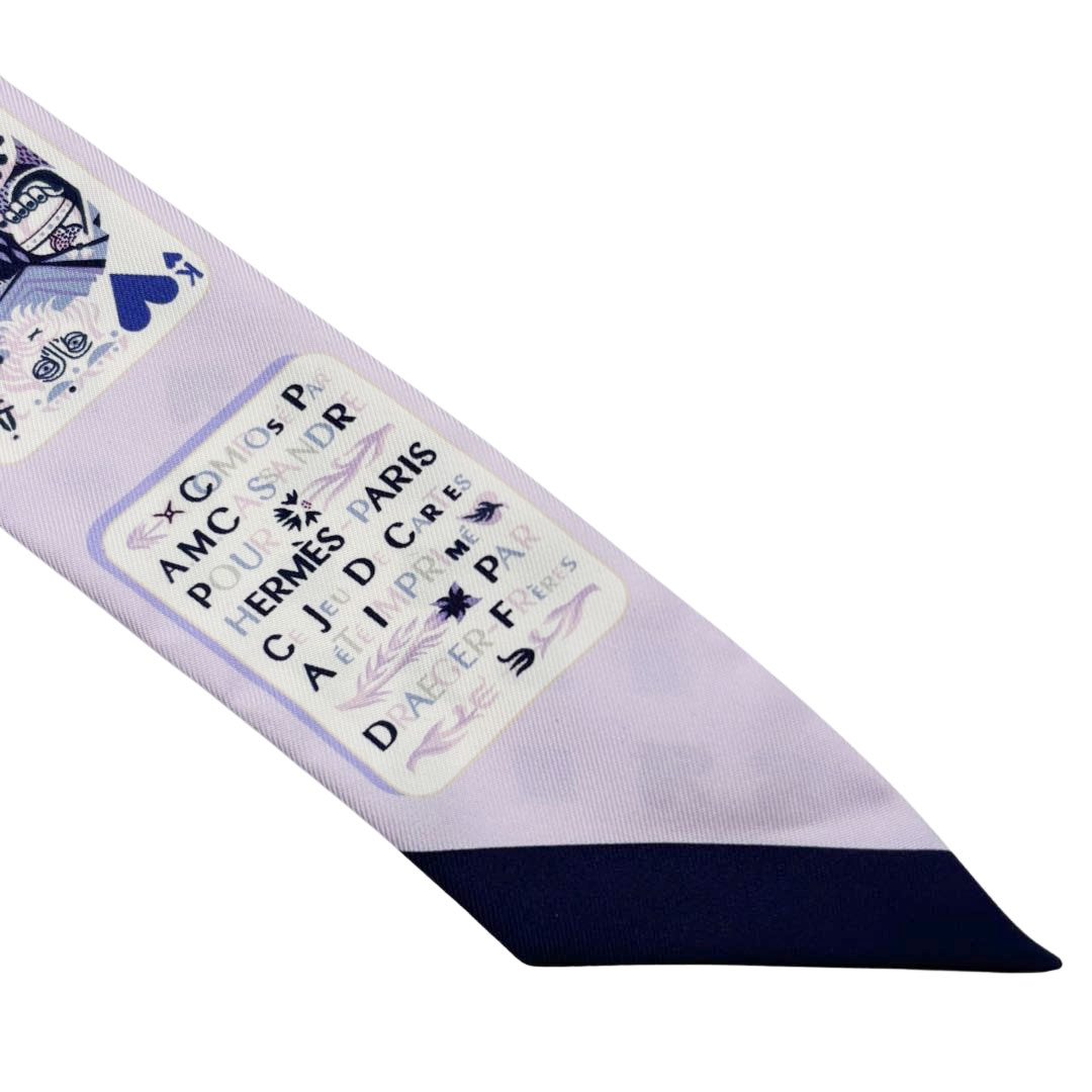 HERMES エルメス スカーフ ツイリー 『Jeu de Cartes(ジュドーカルト)』 シルク パープル 2018春夏