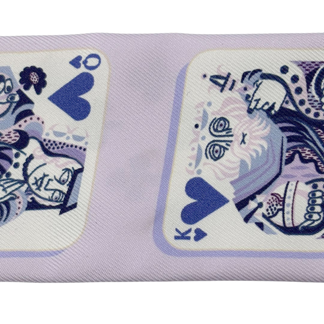 HERMES エルメス スカーフ ツイリー 『Jeu de Cartes(ジュドーカルト)』 シルク パープル 2018春夏
