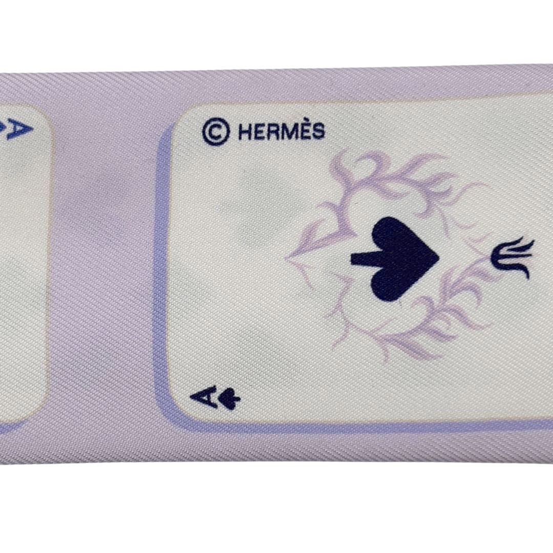 HERMES エルメス スカーフ ツイリー 『Jeu de Cartes(ジュドーカルト)』 シルク パープル 2018春夏