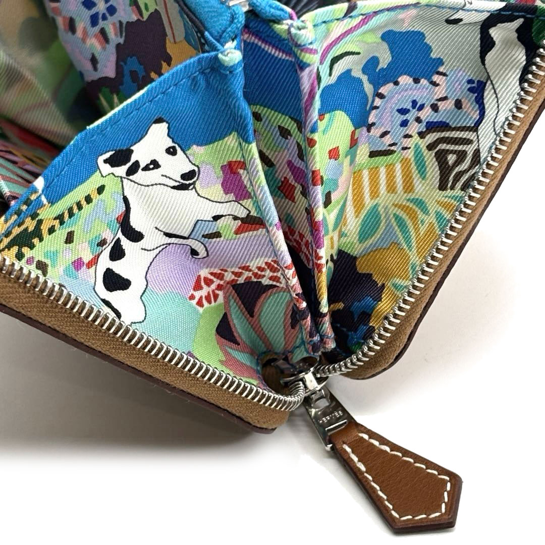 HERMES エルメス ラウンドファスナー 財布 アザップ シルクイン コンパクト 『En Liberte(自由に)』 エプソン ゴールド/シルバー金具 B刻印