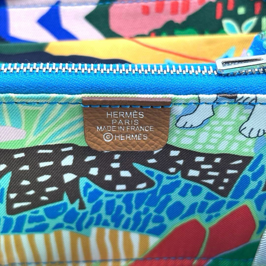 HERMES エルメス ラウンドファスナー 財布 アザップ シルクイン コンパクト 『En Liberte(自由に)』 エプソン ゴールド/シルバー金具 B刻印