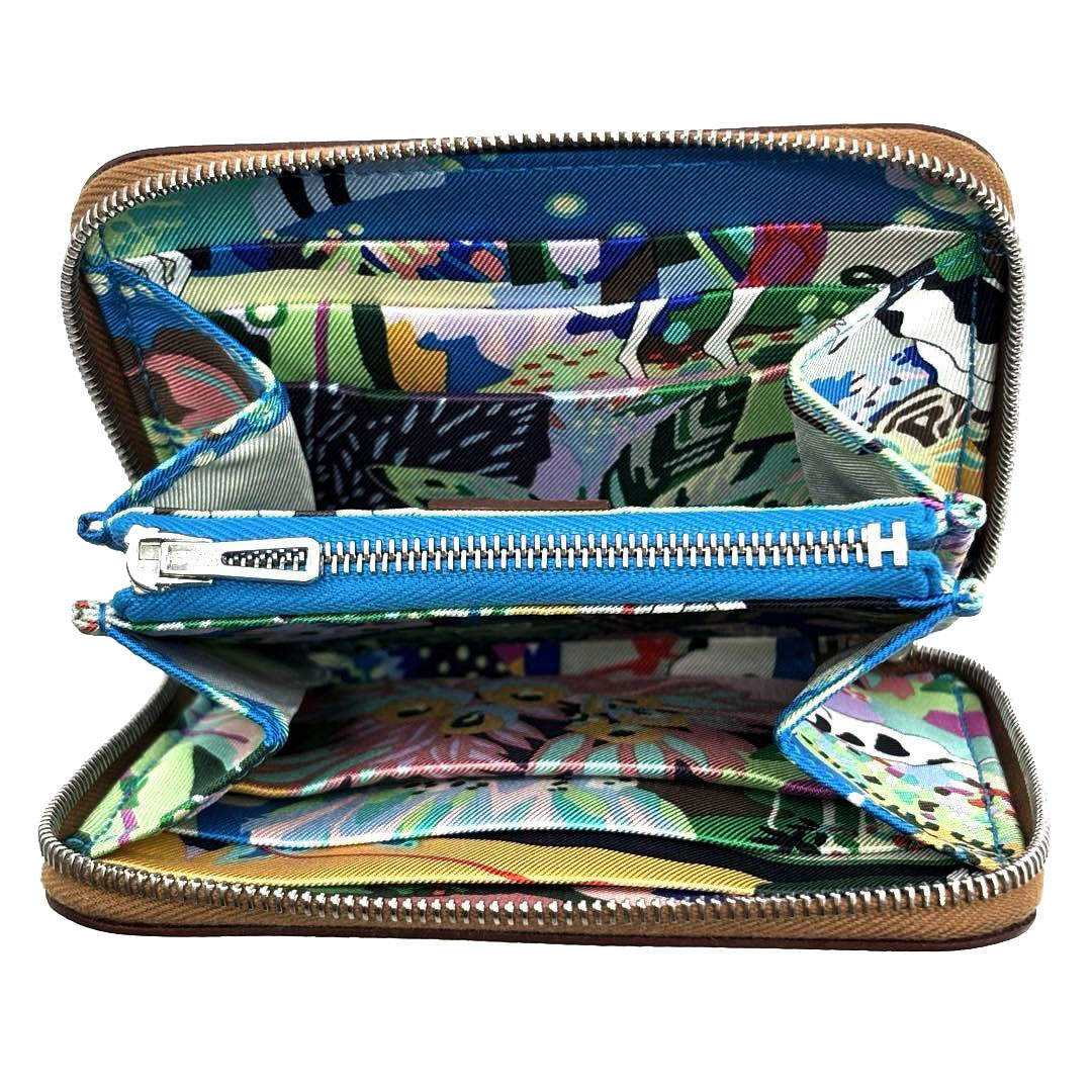HERMES エルメス ラウンドファスナー 財布 アザップ シルクイン コンパクト 『En Liberte(自由に)』 エプソン ゴールド/シルバー金具 B刻印