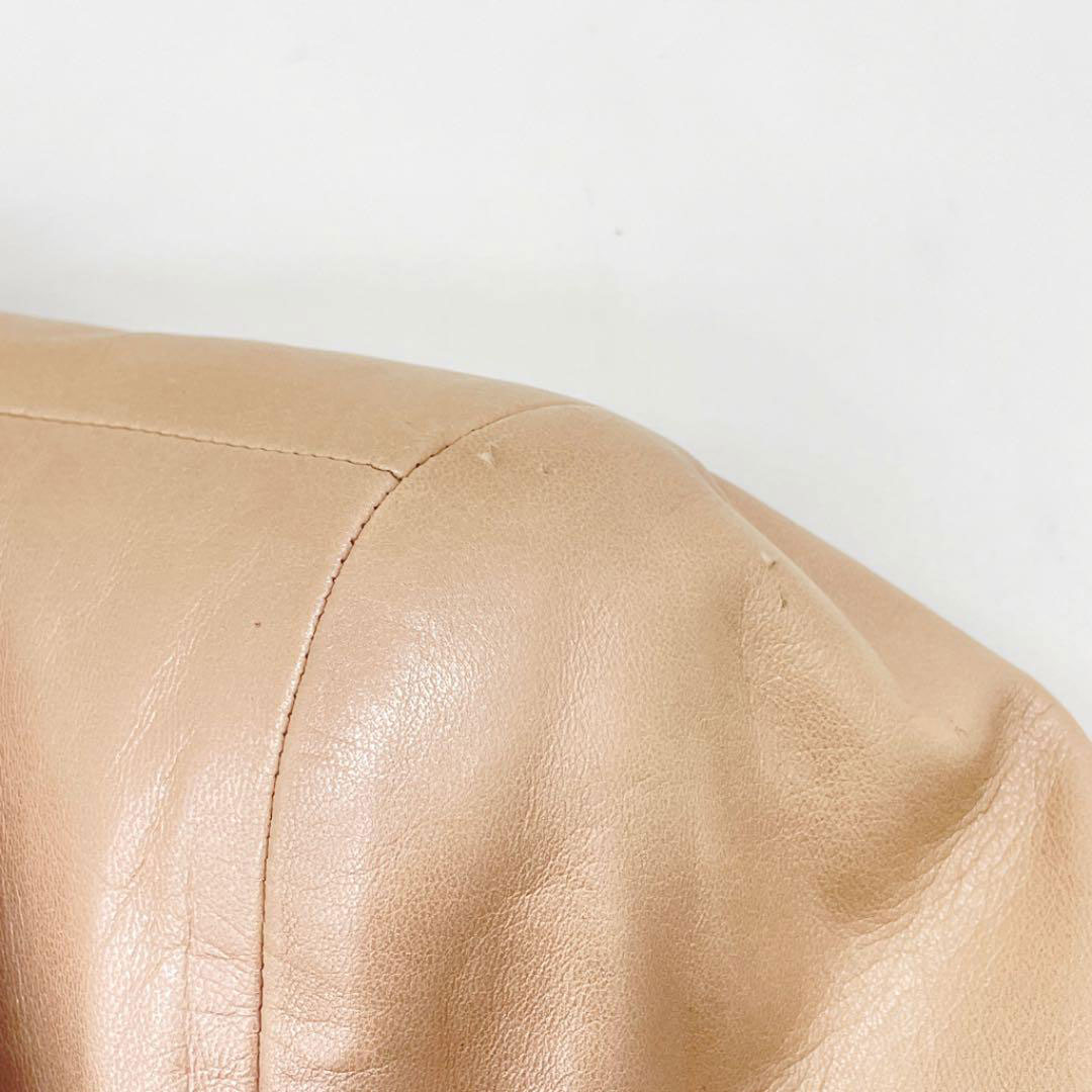 CHANEL シャネル レザー ジャケット 38 ピンクベージュ系 05P レディース