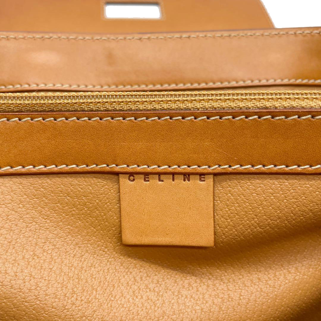 CELINE セリーヌ マカダム 2WAY ハンドバッグ ターンロック サークルチャーム ブラウン