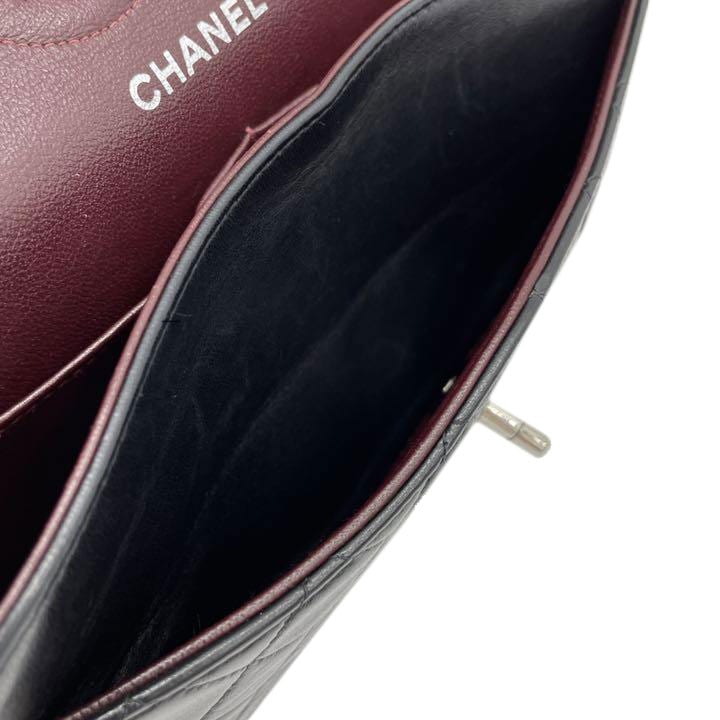 CHANEL シャネル マトラッセ23 チェーンショルダーバッグ ラムスキン ブラック シルバー金具 5番台