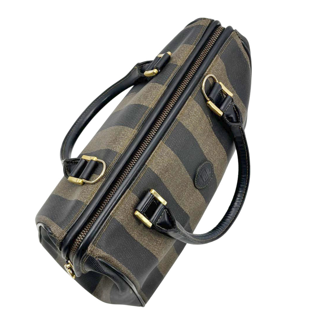 FENDI フェンディ ミニボストンバッグ ペカン PVC ブラック ブラウン
