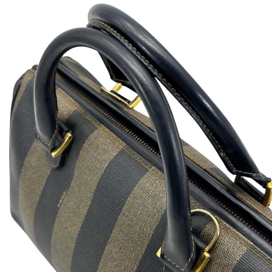 FENDI フェンディ ミニボストンバッグ ペカン PVC ブラック ブラウン