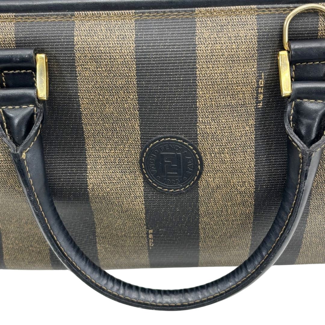 FENDI フェンディ ミニボストンバッグ ペカン PVC ブラック ブラウン