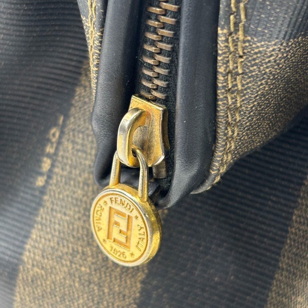 FENDI フェンディ ミニボストンバッグ ペカン PVC ブラック ブラウン