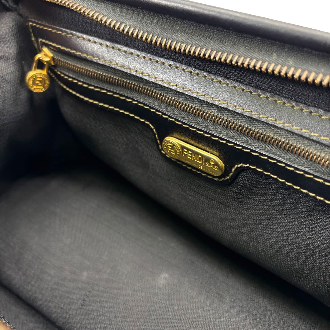 FENDI フェンディ ミニボストンバッグ ペカン PVC ブラック ブラウン