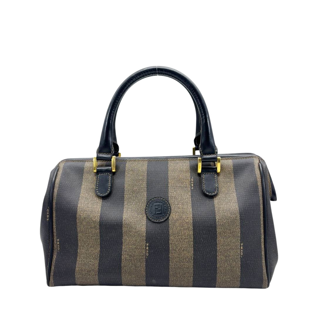 FENDI フェンディ ミニボストンバッグ ペカン PVC ブラック ブラウン