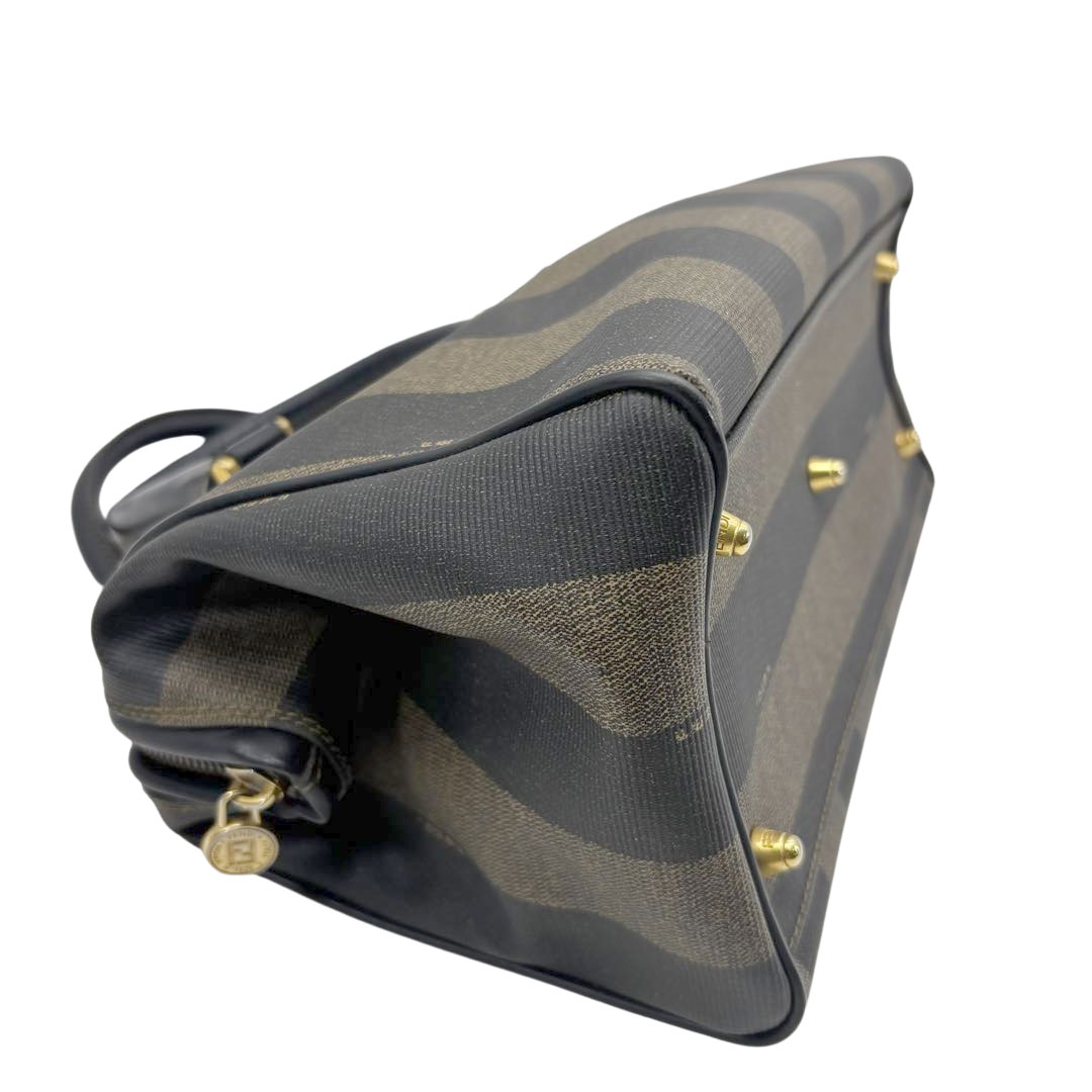 FENDI フェンディ ミニボストンバッグ ペカン PVC ブラック ブラウン