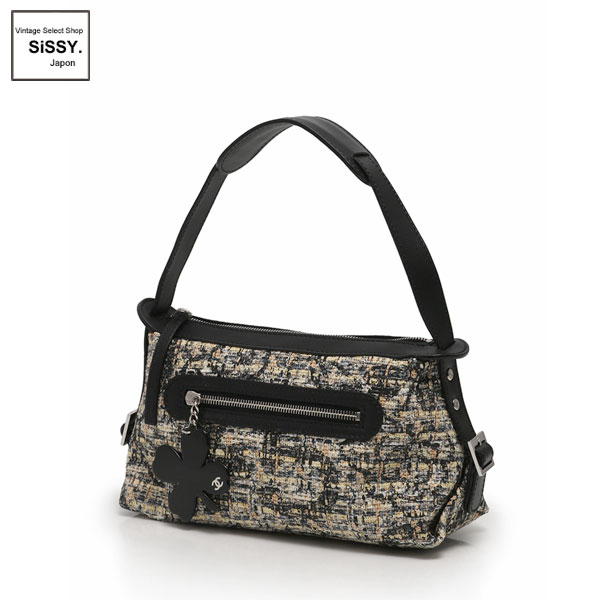■シャネル■ ワンショルダーバッグ ツイード レザー ブラック マルチカラー クローバー 10番台 【CHANEL】
