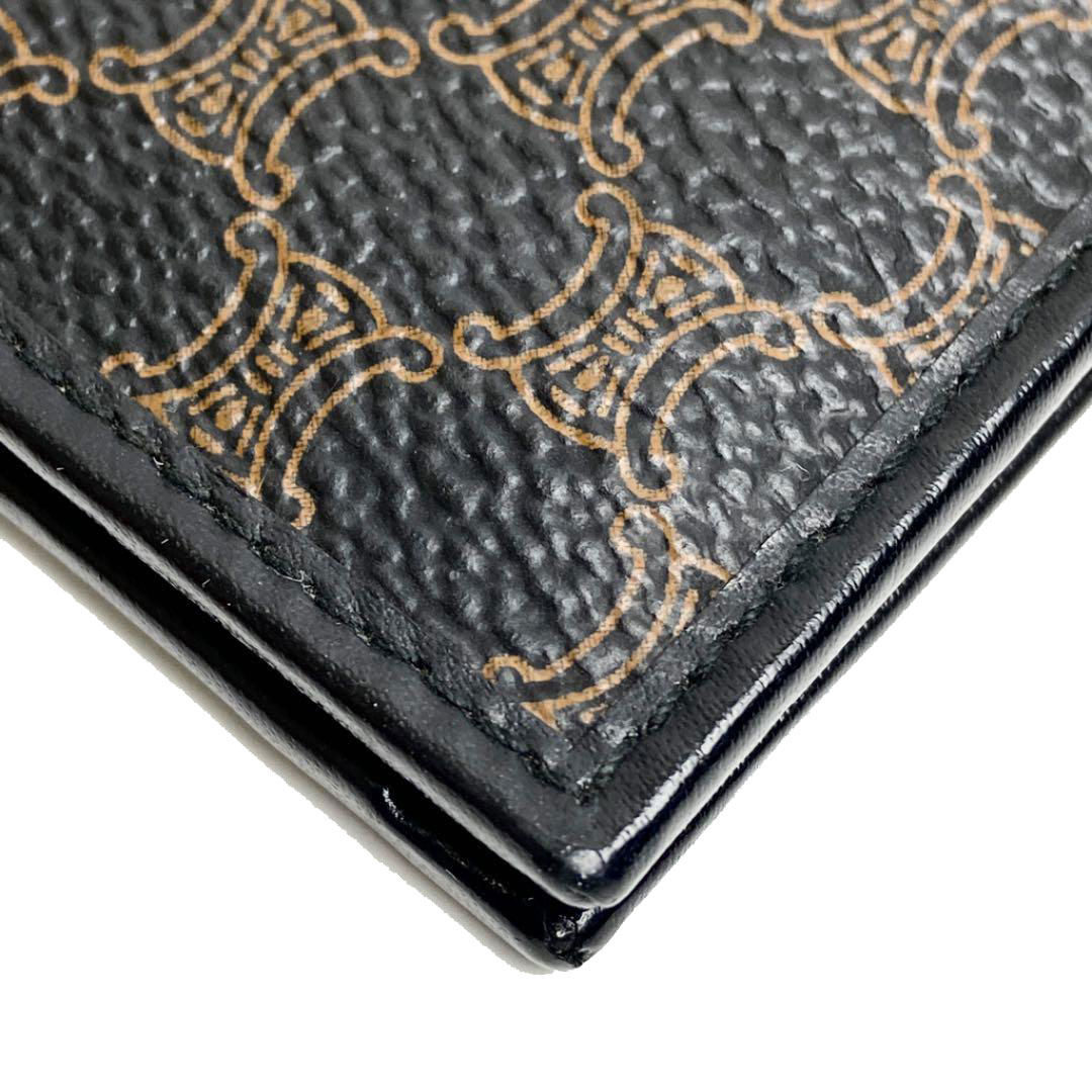 CELINE セリーヌ 二つ折り財布 マカダム柄 レザー ブラック ブラウン