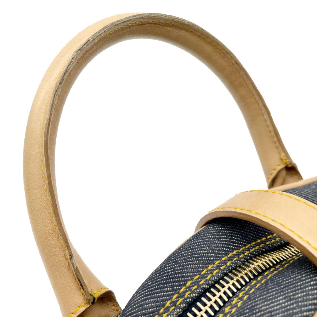 Christian Dior クリスチャン ディオール ハンドバッグ ダブルサドル デニム レザー ブルー ゴールド金具