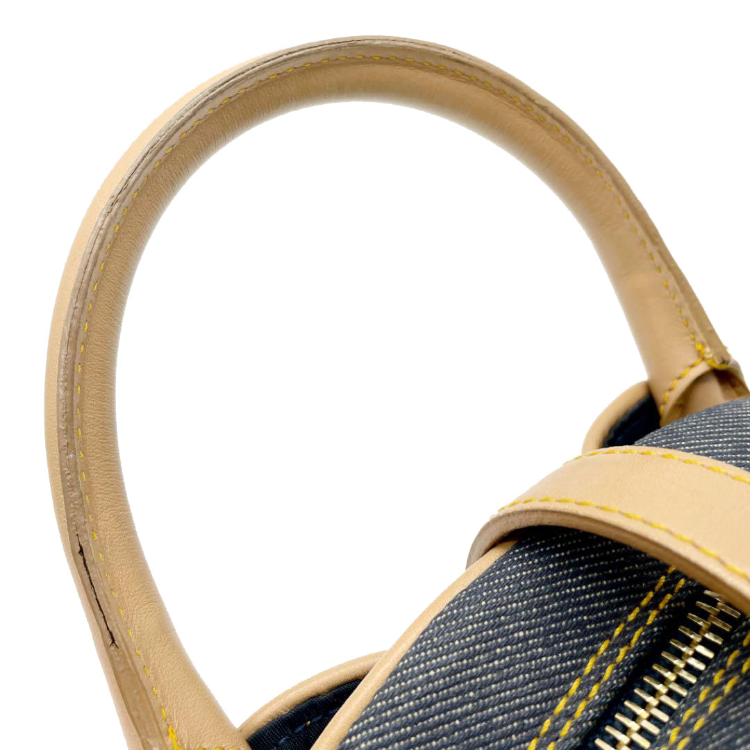 Christian Dior クリスチャン ディオール ハンドバッグ ダブルサドル デニム レザー ブルー ゴールド金具