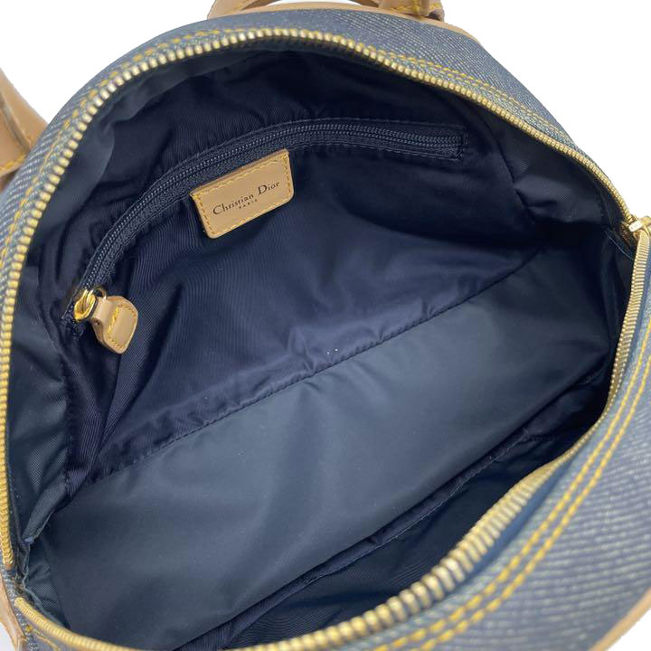 Christian Dior クリスチャン ディオール ハンドバッグ ダブルサドル デニム レザー ブルー ゴールド金具