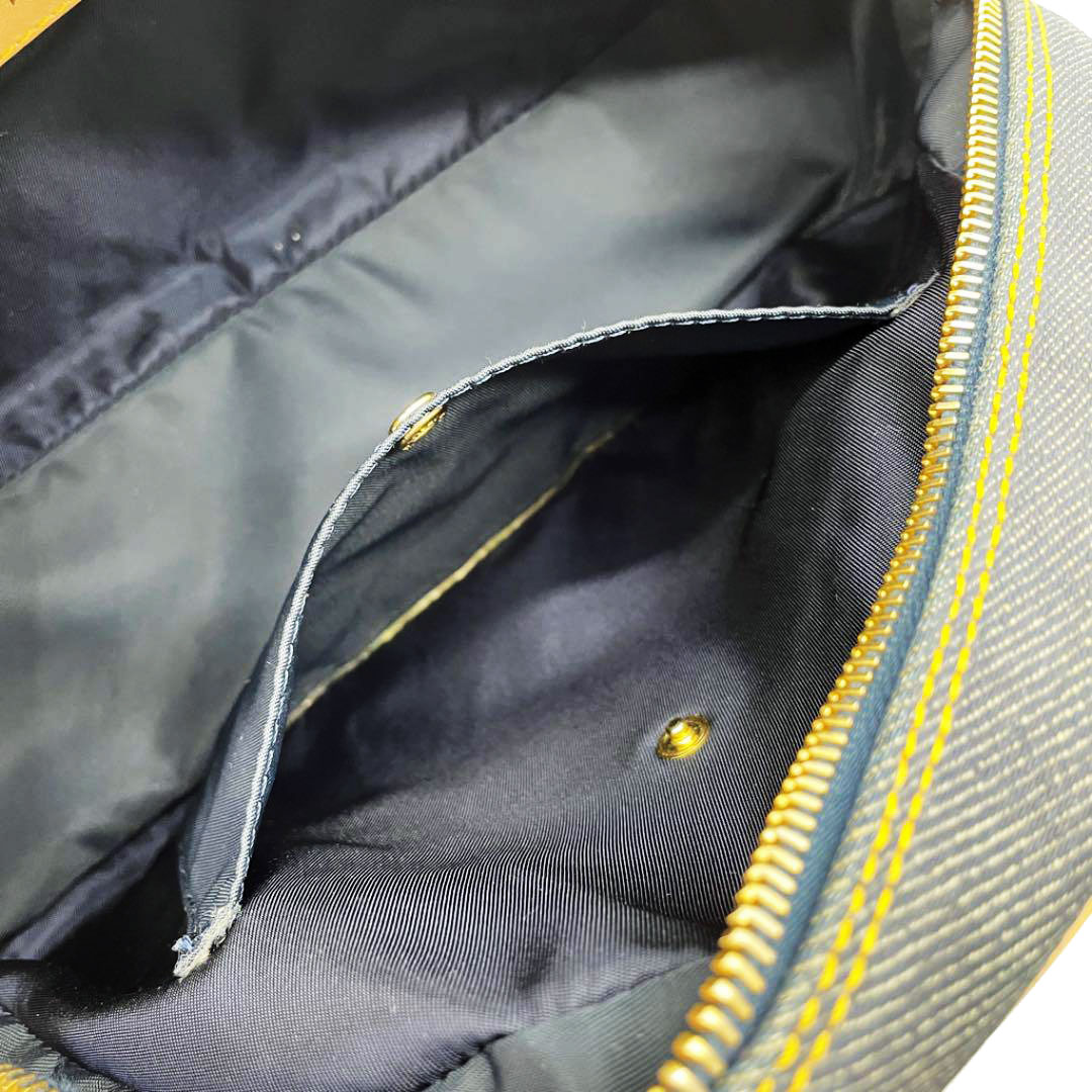 Christian Dior クリスチャン ディオール ハンドバッグ ダブルサドル デニム レザー ブルー ゴールド金具