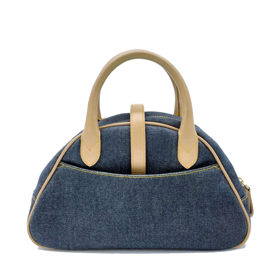 Christian Dior クリスチャン ディオール ハンドバッグ ダブルサドル デニム レザー ブルー ゴールド金具