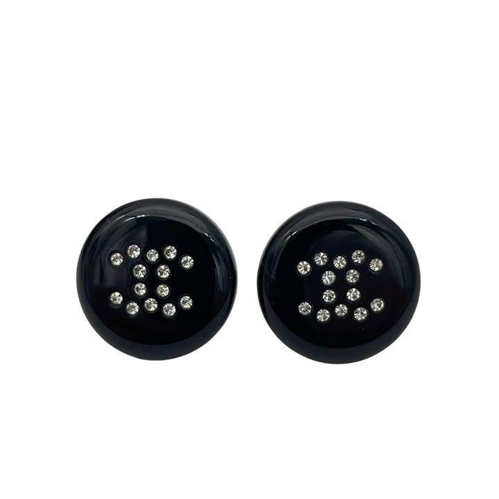 CHANEL シャネル ラウンドピアス ココマーク ラインストーン  