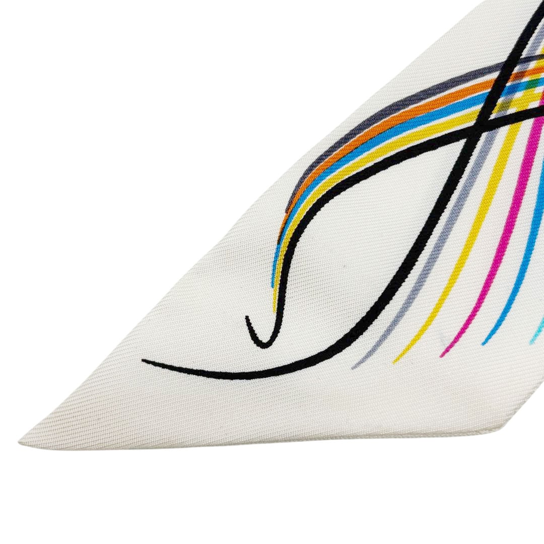 HERMES エルメス スカーフ ツイリー 『24 FAUBOURG』 シルク ホワイト マルチカラー