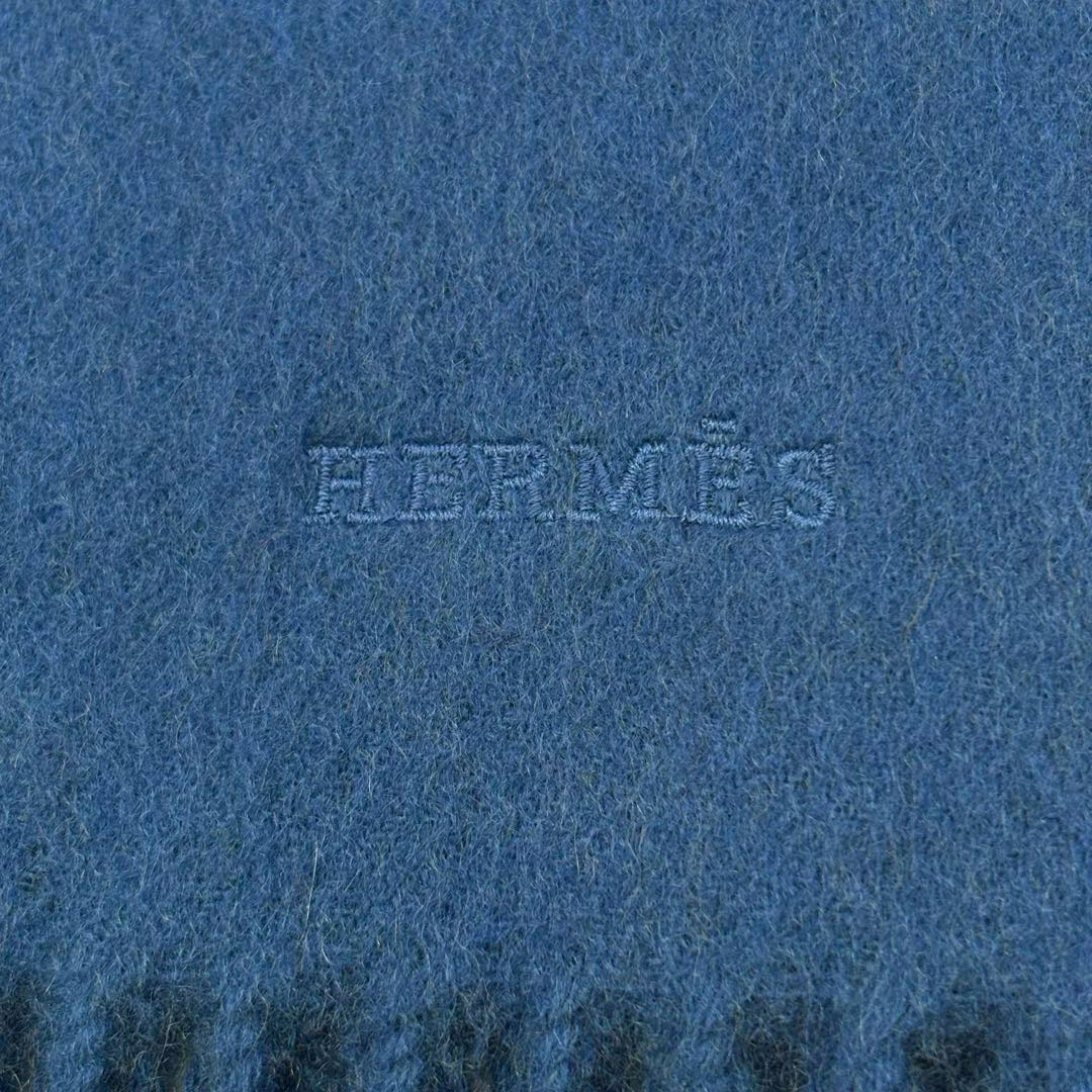 HERMES エルメス ヴィンテージマフラー カシミヤ100％ ブルー系
