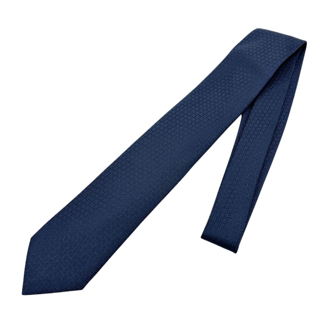 HERMES エルメス ネクタイ ファソネ Hモチーフ シルク 8cm ネイビー