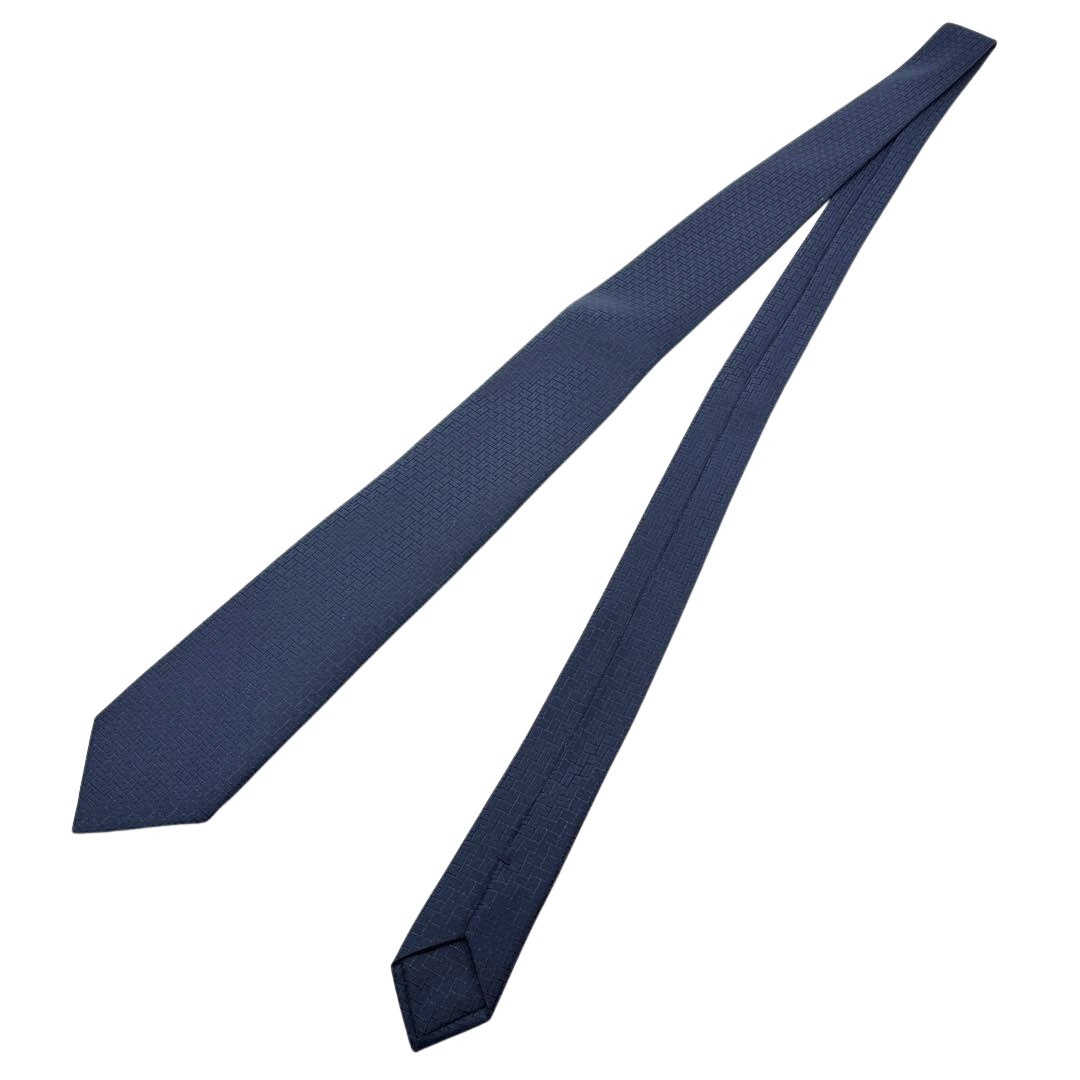 HERMES エルメス ネクタイ ファソネ Hモチーフ シルク 8cm ネイビー