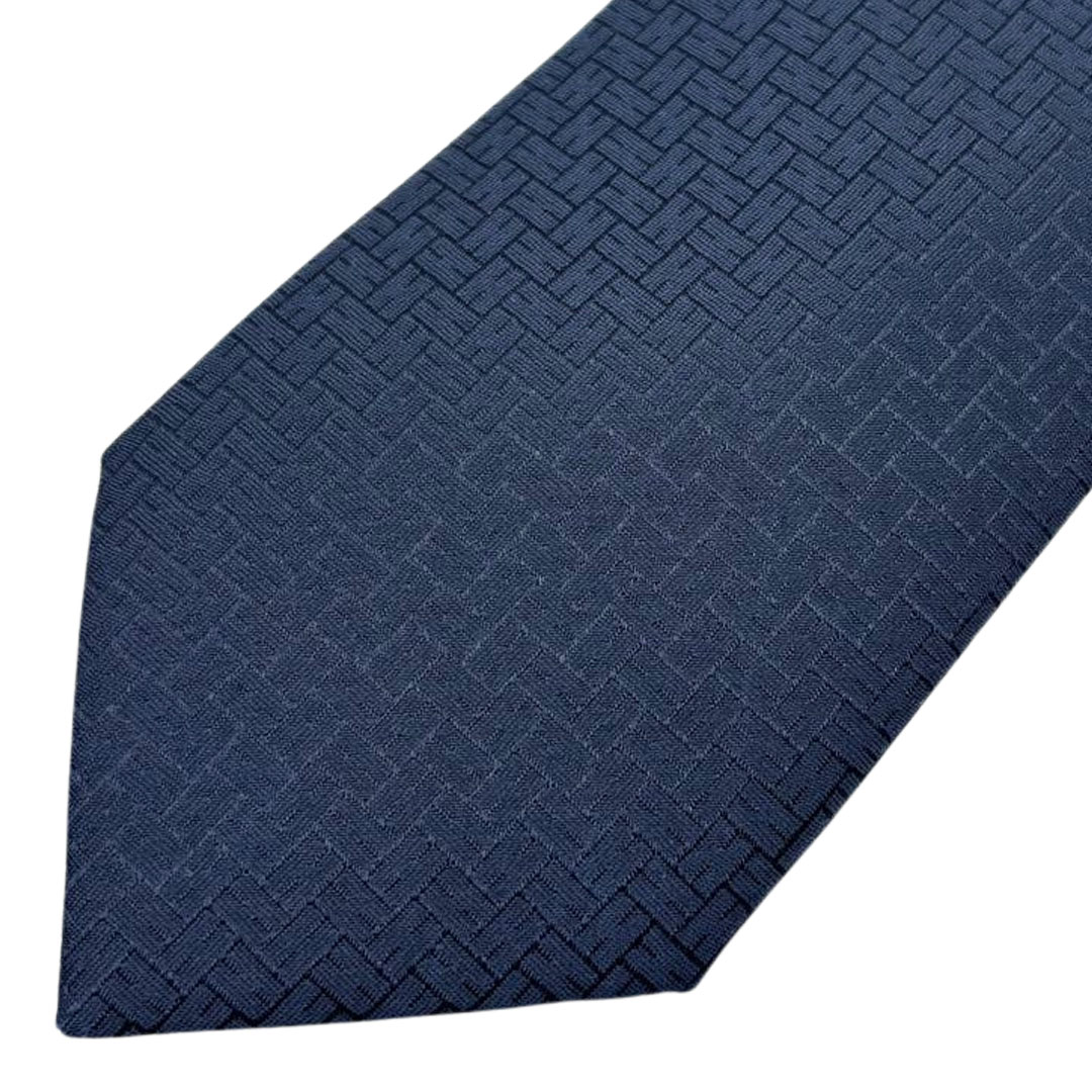 HERMES エルメス ネクタイ ファソネ Hモチーフ シルク 8cm ネイビー