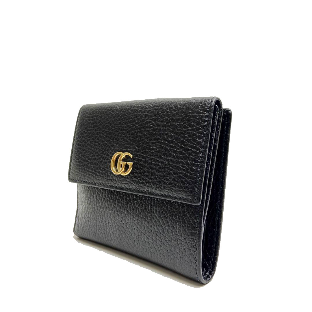 GUCCI グッチ プチマーモント 二つ折り財布 ブラック レザー 456122