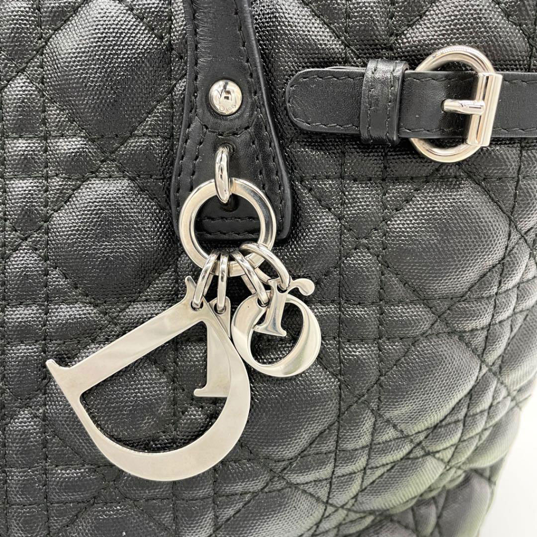 Christian Dior クリスチャンディオール トートバッグ カナージュ PVC レザー ブラック シルバー金具