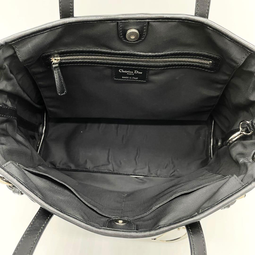Christian Dior クリスチャンディオール トートバッグ カナージュ PVC レザー ブラック シルバー金具