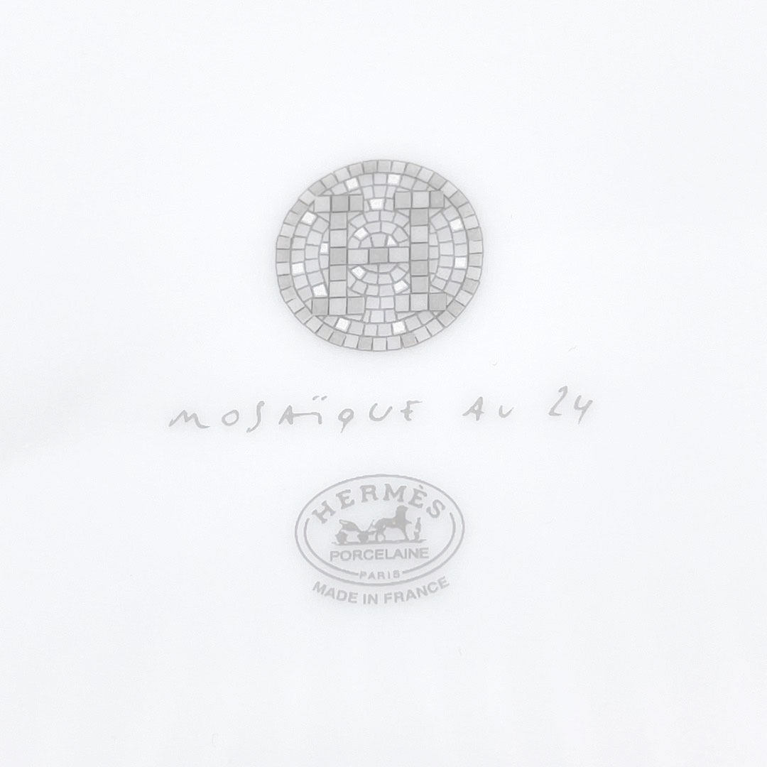 HERMES エルメス モザイク24 ヴァンキャトル 21cm プラチナ デザートプレート ペア 2枚セット 食器 陶器