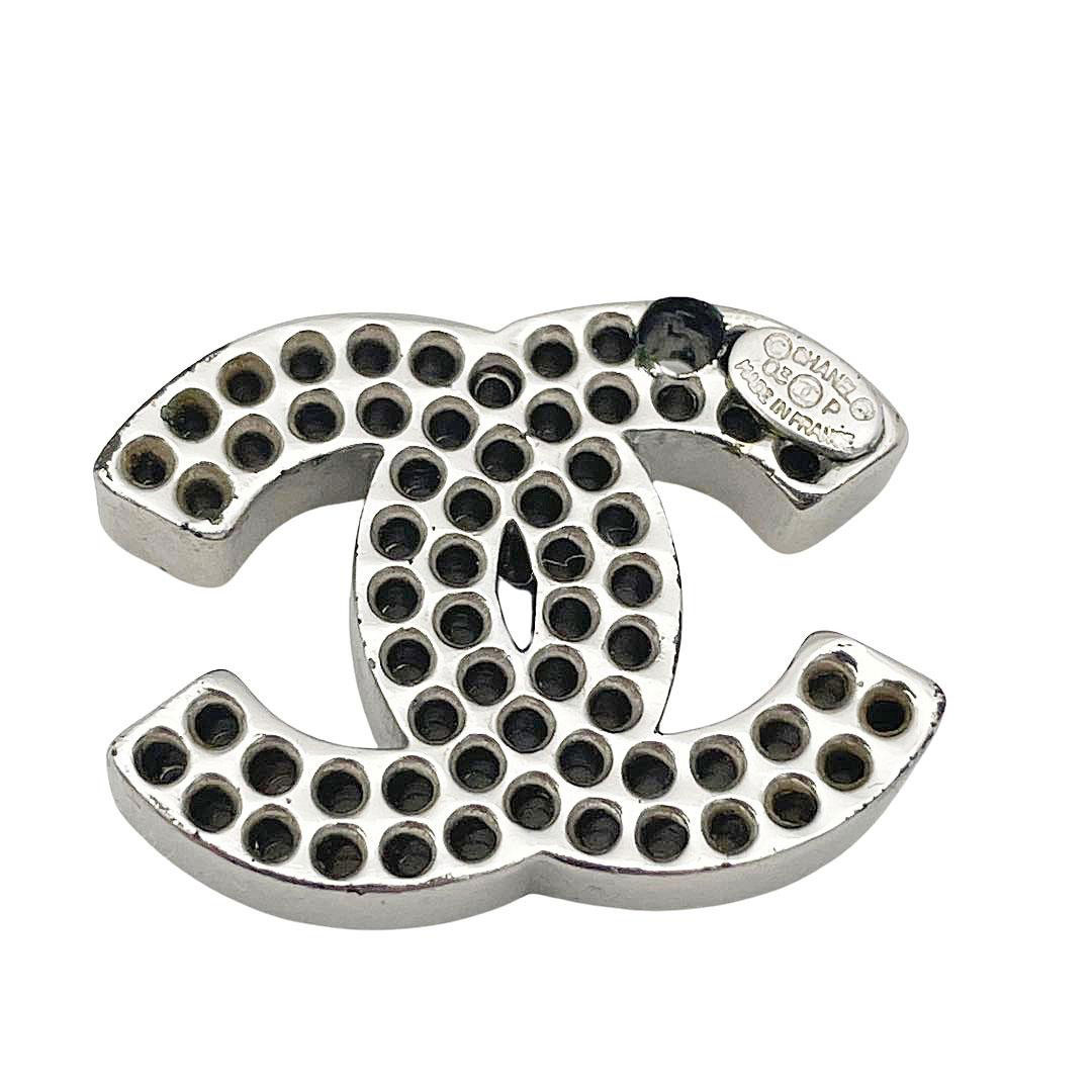 CHANEL シャネル フープピアス ココマーク パンチング 03P シルバー