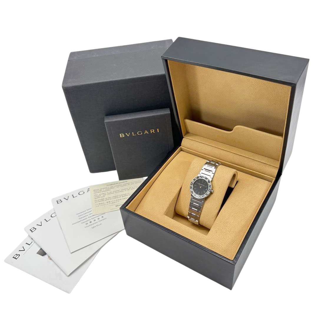BVLGARI ブルガリ ブルガリブルガリ レディース腕時計 クオーツ SS シルバー/黒文字盤 BB26SS