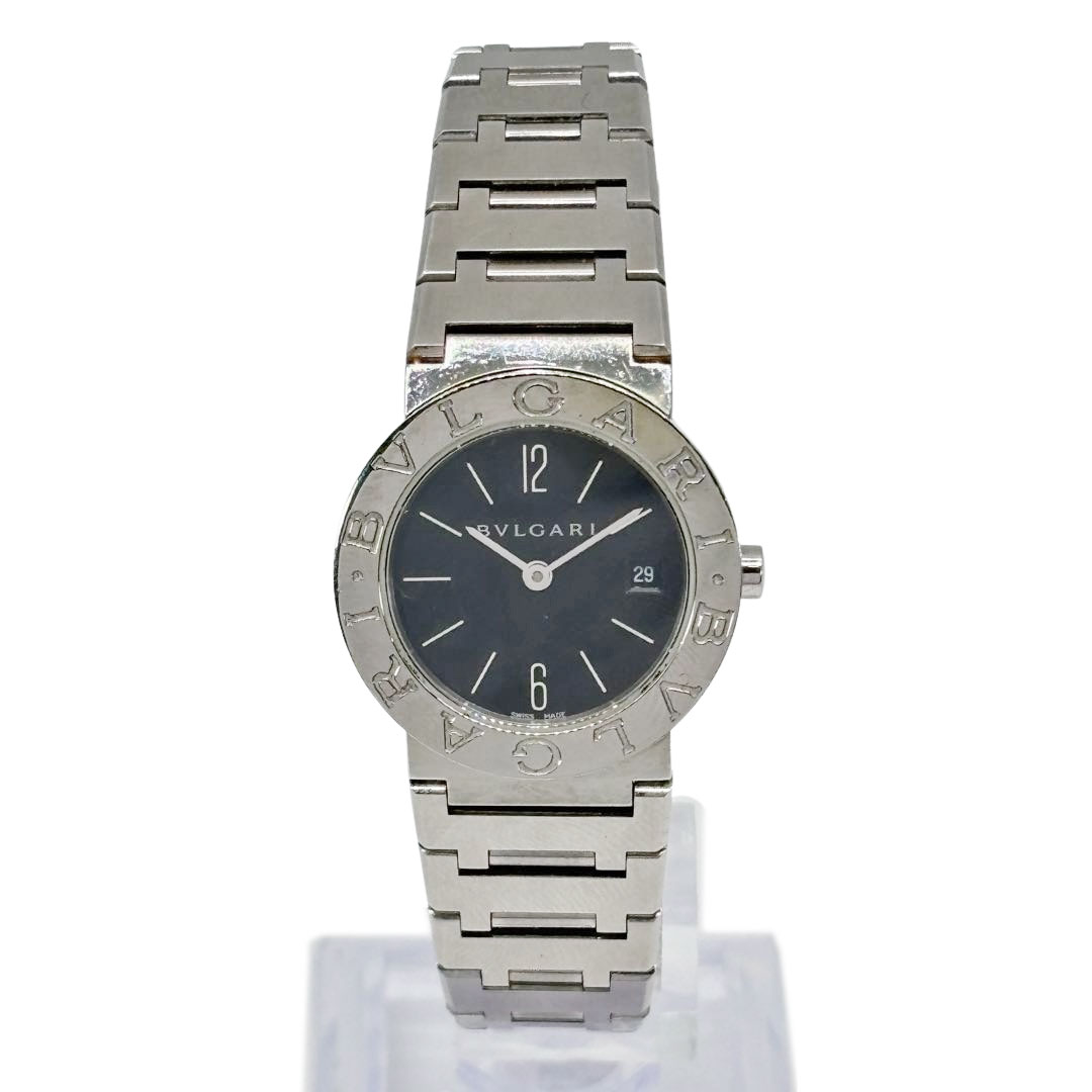 BVLGARI ブルガリ ブルガリブルガリ レディース腕時計 クオーツ SS シルバー/黒文字盤 BB26SS