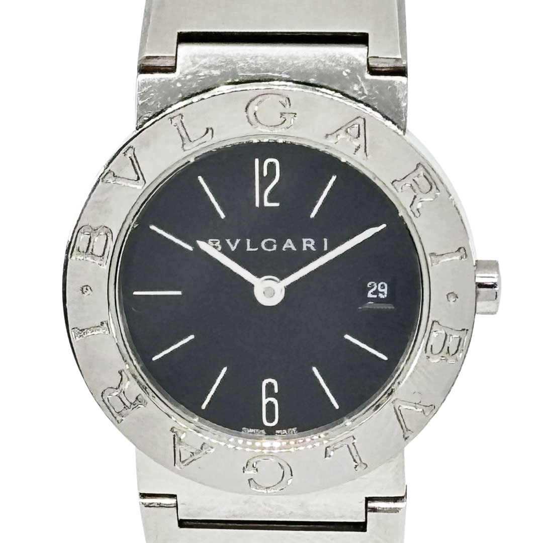 BVLGARI ブルガリ ブルガリブルガリ レディース腕時計 クオーツ SS シルバー/黒文字盤 BB26SS