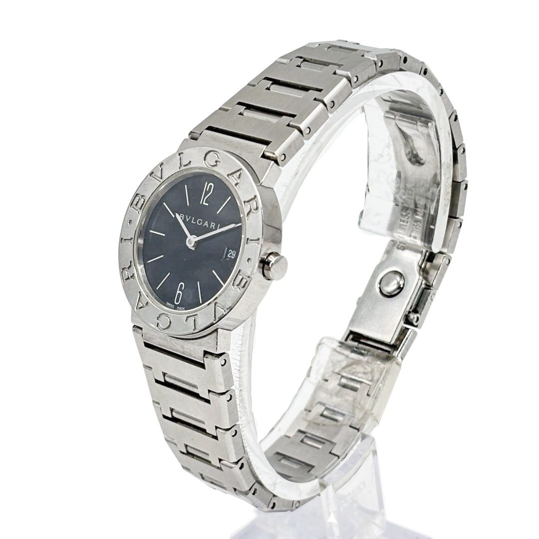 BVLGARI ブルガリ ブルガリブルガリ レディース腕時計 クオーツ SS シルバー/黒文字盤 BB26SS