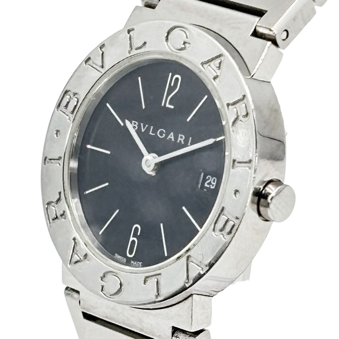 BVLGARI ブルガリ ブルガリブルガリ レディース腕時計 クオーツ SS シルバー/黒文字盤 BB26SS