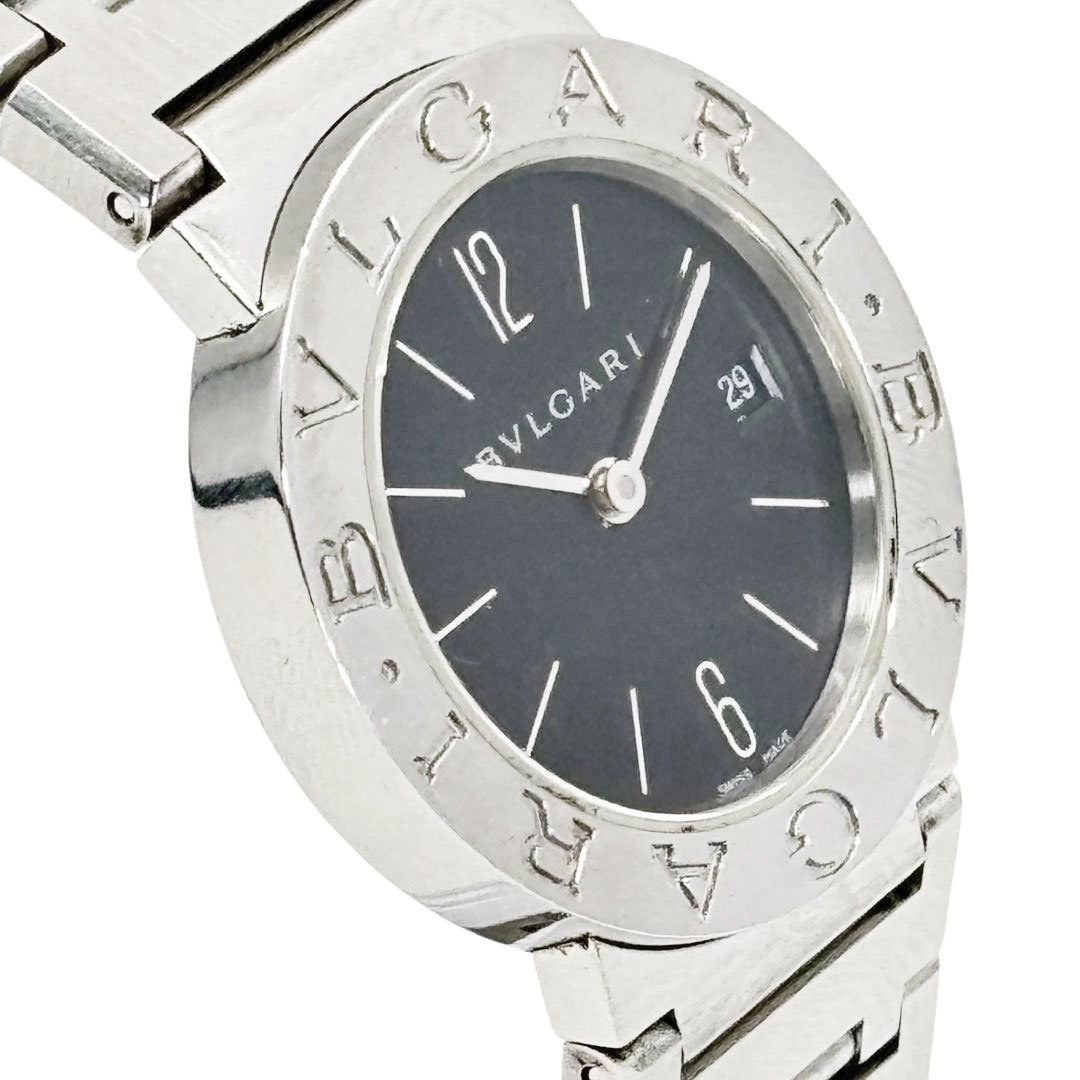 BVLGARI ブルガリ ブルガリブルガリ レディース腕時計 クオーツ SS シルバー/黒文字盤 BB26SS